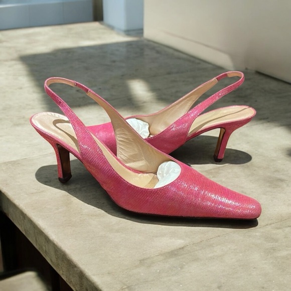 Paul Melian Made in Spain Women’s Cleo Fuchsia Leather Closed Toe Slingback Heel - Picture 2 of 16